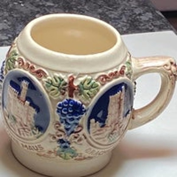 Vtg Cobalt Blue Small Beer Stein Mug Castles Original Gerz Gerzit W Germany - Picture 2 of 11